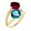 14K Yellow London Blue Topaz and Rhodolite Garnet Ring Ref 11831647